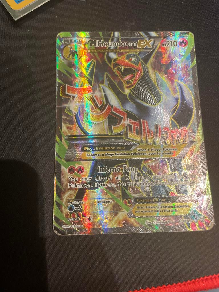 Zeldzame M Houndoom EX Pokémon kaart - Lichte slijtage, Ophalen of Verzenden, Gebruikt, Losse kaart, Foil