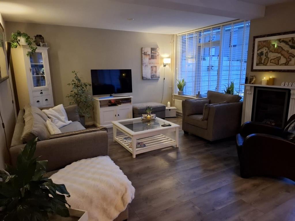 Crème salontafel met glasplaat (100 x 100cm), Ophalen, Gebruikt, 50 tot 75 cm, 100 tot 150 cm