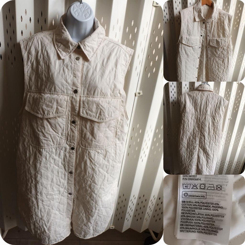 H&M off-white lange dames bodywarmer kraag drukknopen M New!, Kleding | Dames, Bodywarmers, H&M, Ophalen of Verzenden, Nieuw, Maat 38/40 (M)