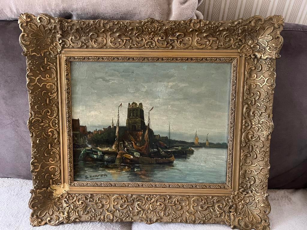 Antiek olieverf schilderij, Ophalen of Verzenden