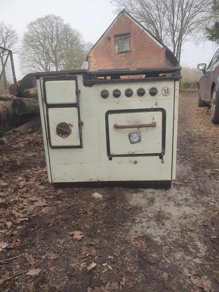 Antiek Etna Fornuis - Houtgestookt met gasfornuis, Witgoed en Apparatuur, Fornuizen, Ophalen, Gebruikt, 60 cm of meer, 4 kookzones