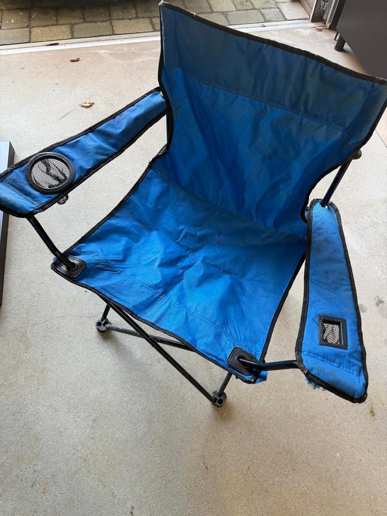 Blauwe inklapbare campingstoel, Caravans en Kamperen, Ophalen, Gebruikt, Campingstoel