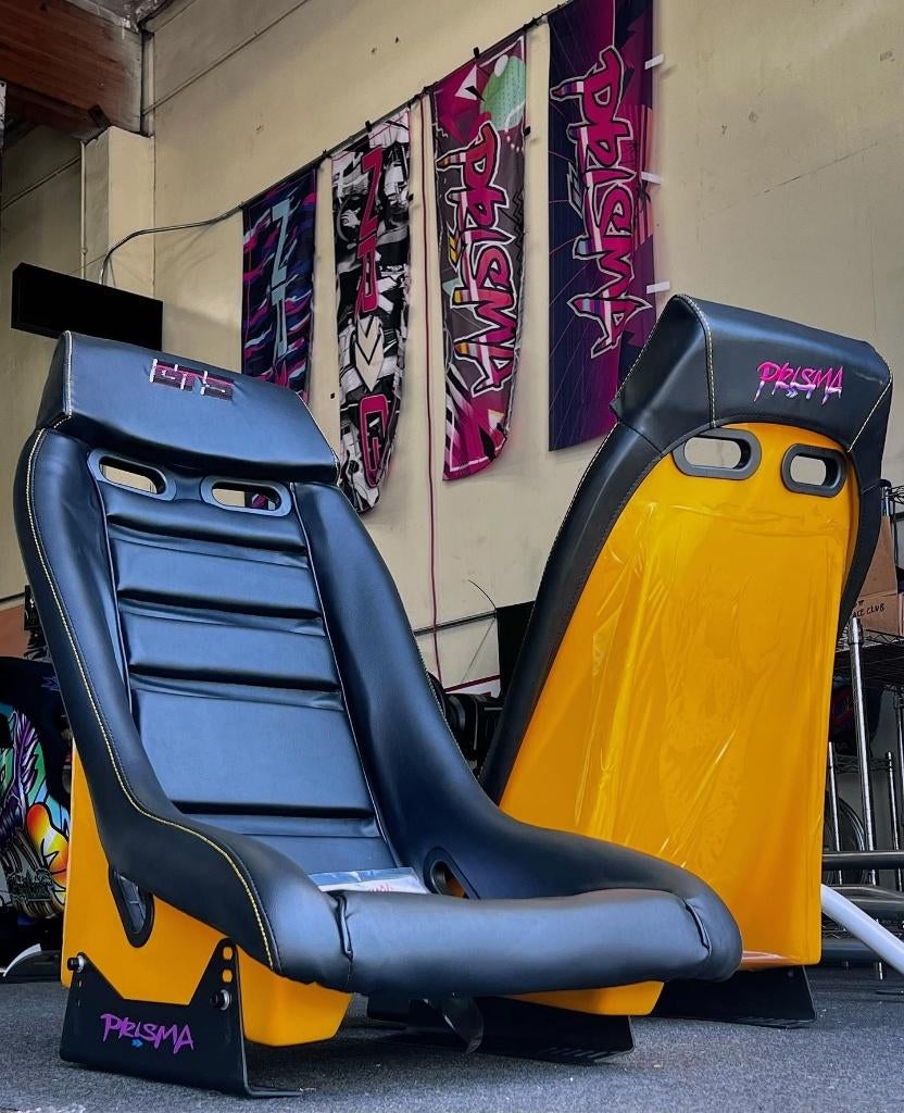 NRG Prisma GT Arcade Zwart Geel leder Kuipstoel, Auto diversen, Tuning en Styling, Ophalen of Verzenden