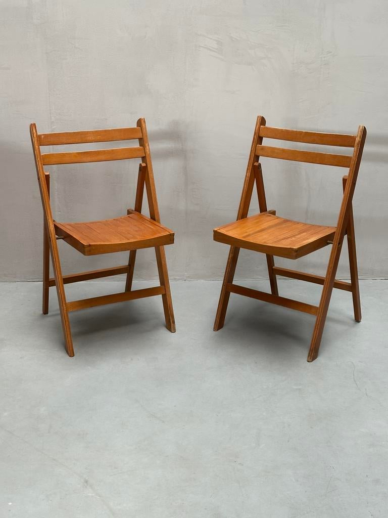 Set/2 Vintage Houten Klapstoelen, Ophalen of Verzenden