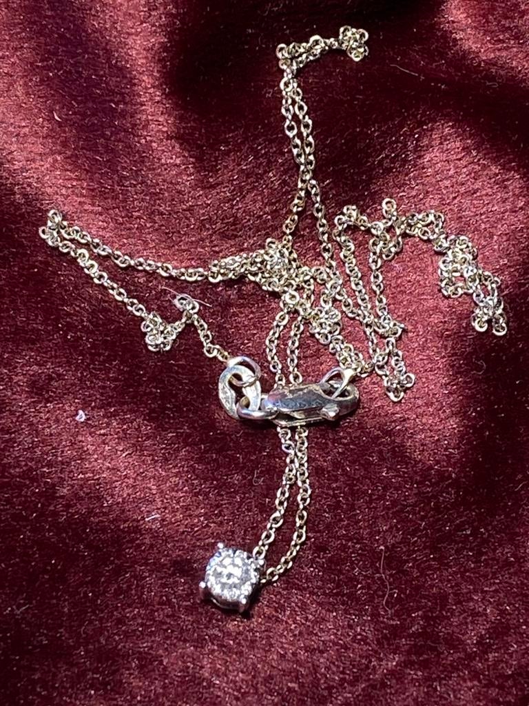 18k witgouden ketting met diamant, Sieraden, Tassen en Uiterlijk, Piercings, Ophalen of Verzenden, Zo goed als nieuw, Goud