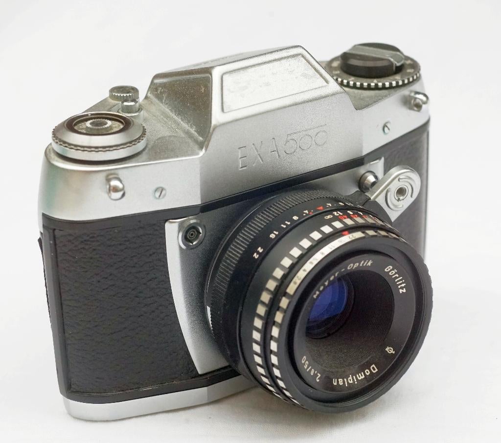 Exa 500 (341427) met Domiplan 50mm f2.8 (met spoel), Ophalen of Verzenden, Compact, Overige Merken