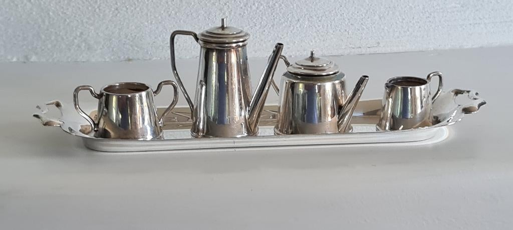 5-delig zilveren miniatuur serviesje, Birmingham l. 15 cm., Antiek en Kunst, Antiek | Goud en Zilver, Zilver, Ophalen of Verzenden