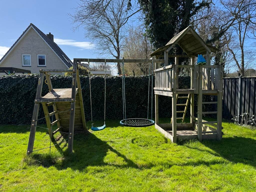 Speeltoestel hout Pagoda 150 | nestschommel | klimwand, Kinderen en Baby's, Speelgoed | Buiten | Speeltoestellen, Ophalen, Gebruikt