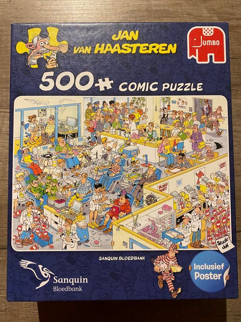 Jan van Haasteren 500 stukjes puzzel sanquin, Ophalen of Verzenden, 500 t/m 1500 stukjes, Zo goed als nieuw