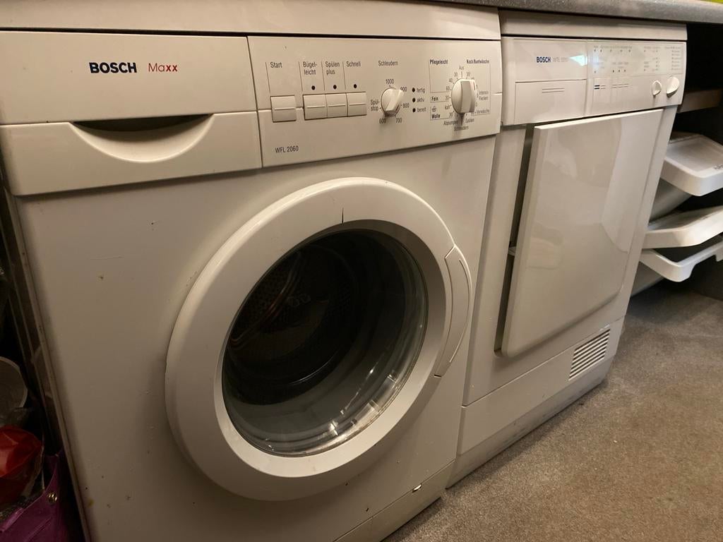 Bosch Wasmachine Maxx WFL 2060 en Bosch Droger WTL 5310, Ophalen, 6 tot 8 kg, Voorlader, 85 tot 90 cm