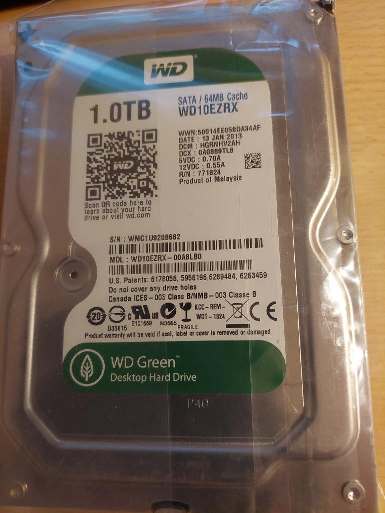 Interne harde schijf 1,0 TB WD 10EZRX NIEUW, Computers en Software, Harde schijven, Intern, HDD, Nieuw, 3,5 inch, afm. 15 x 10 x 2,3 cm