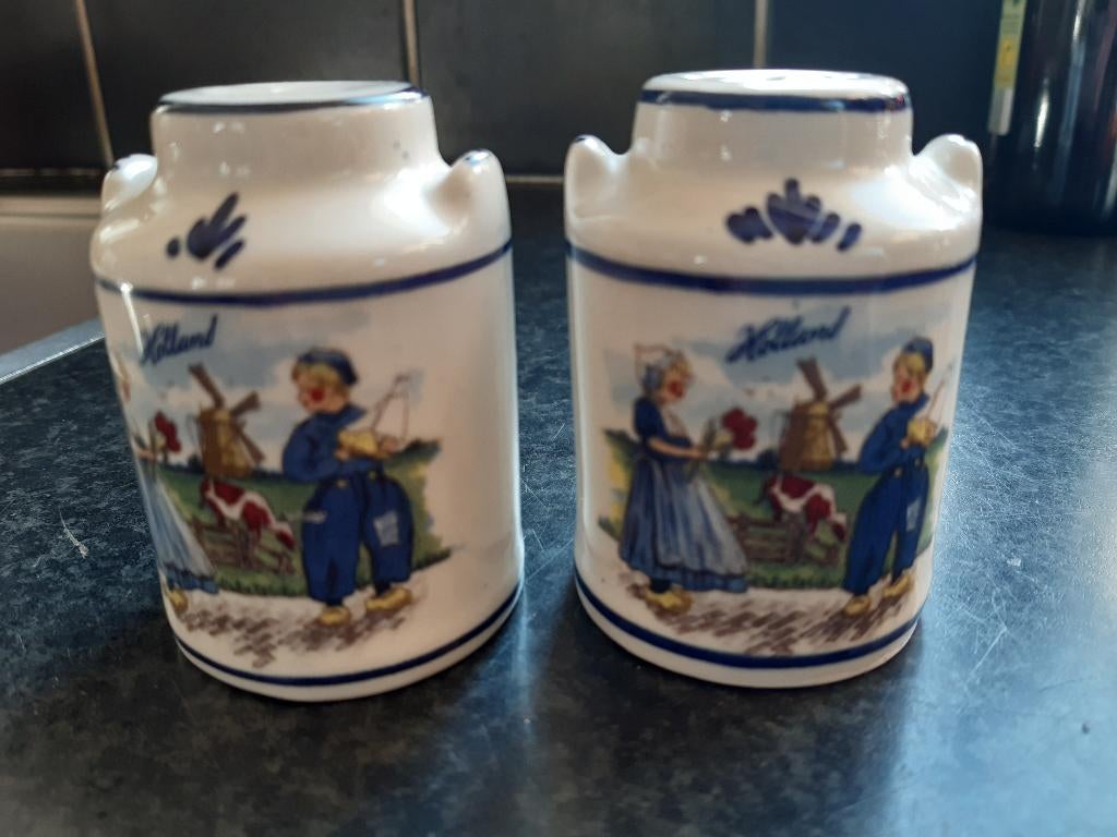 Peper en Zout set Delfts Bleu  souvenir  -Porselein, Ophalen of Verzenden, Zo goed als nieuw, Overige materialen, Los bestek