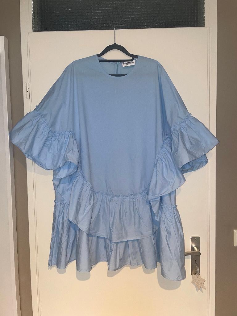 ESSENTIEL ANTWERP turquoise ruffle tuniek jurk becha mt M, Kleding | Dames, Maat 38/40 (M), Blauw, Ophalen of Verzenden, Zo goed als nieuw