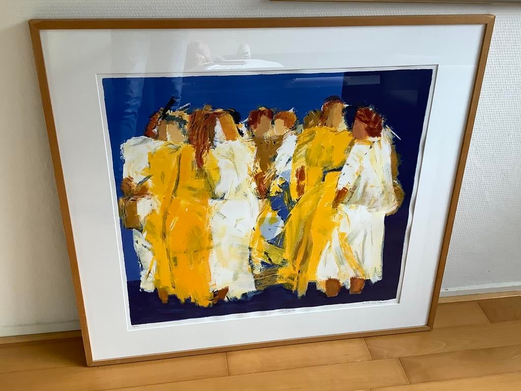 Wil Willemsen zeefdruk “small talk” 103x95 ingelijst, Ophalen of Verzenden