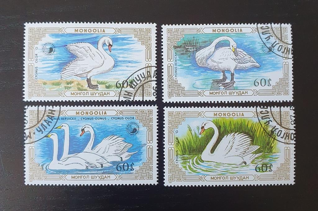 Mongolie 1987 Vogels Zwanen Michel 1872-1875 CTO postfris, Postzegels en Munten, Postzegels | Thematische zegels, Verzenden, Postfris