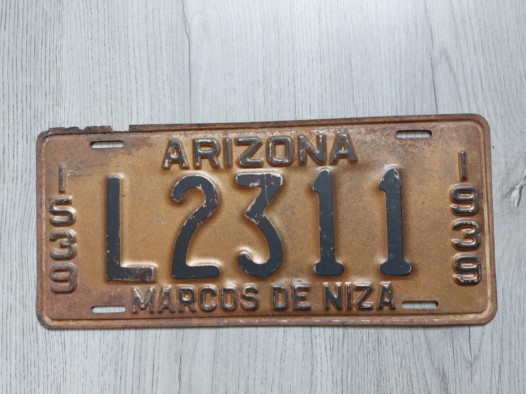 Kentekenplaat 1939 Arizona USA Nummerplaat Nummerbord, Ophalen of Verzenden, Gebruikt, Auto's