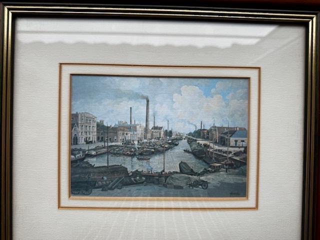 Oude prent Almelo in lijst, Ophalen of Verzenden