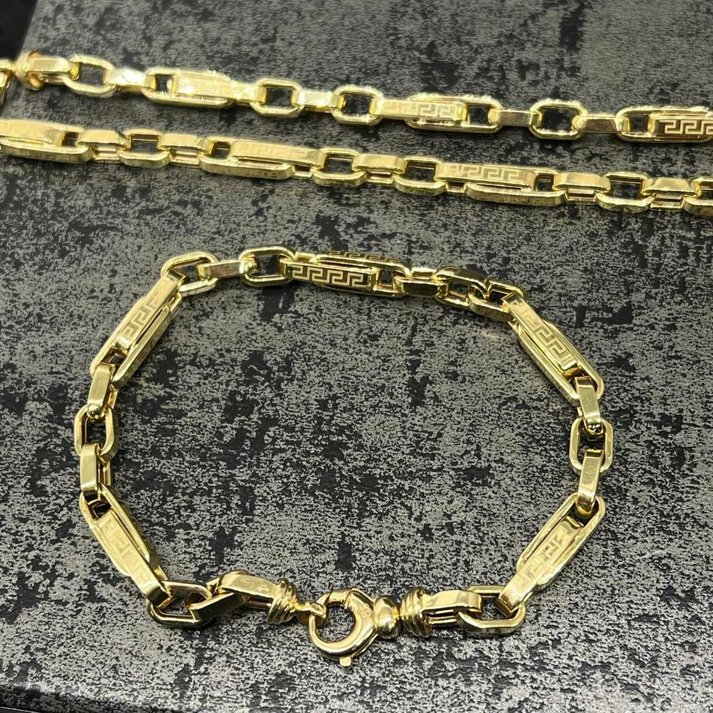 14k gouden ketting met armband set monte carlo, Ophalen of Verzenden, Nieuw, Goud