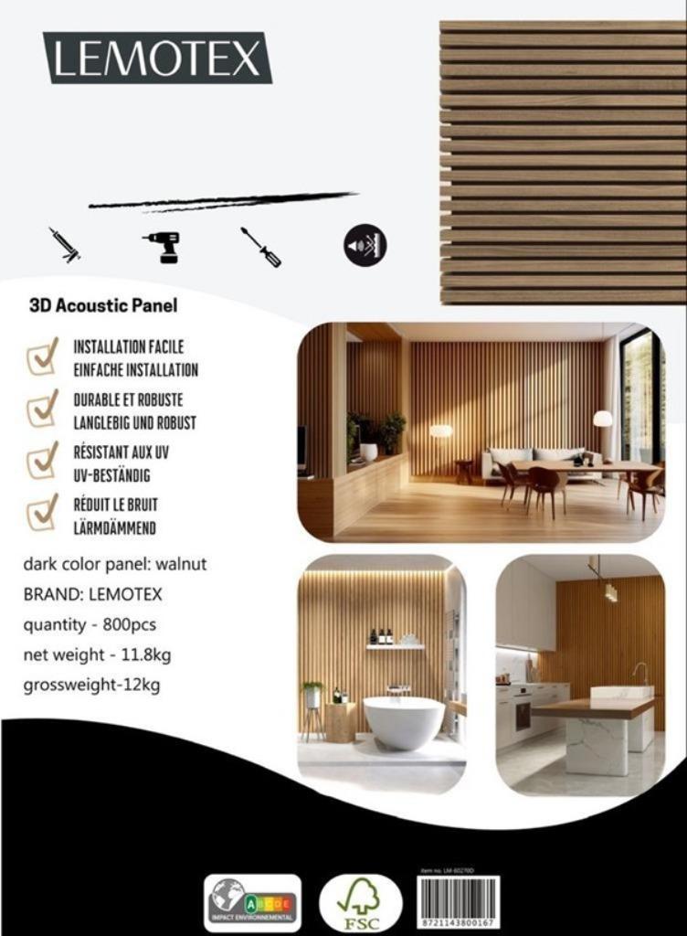 Akoestische wandpanelen | lattenwand alle 3 kleuren nieuw ‼️, Ophalen, Nieuw