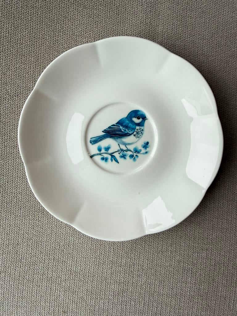 Vintage Royal Canterbury met Delfst blauwe vogel op tak, Ophalen of Verzenden