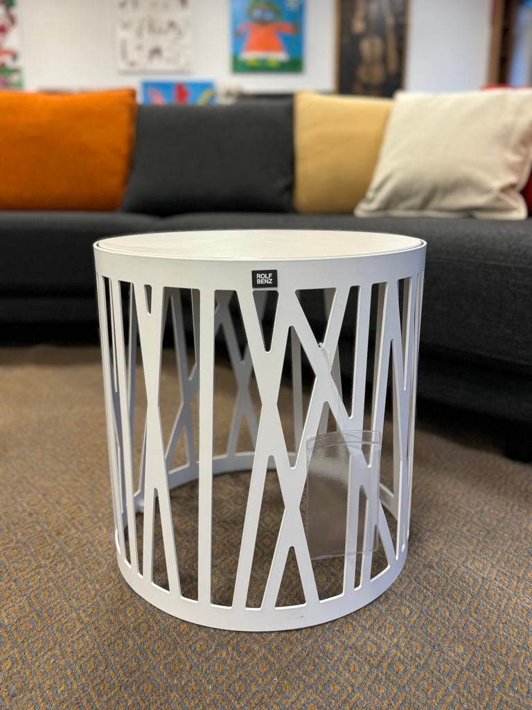 Showmodel Rolf Benz 8330 103 wit glas Design Bijzettafel, Huis en Inrichting, Tafels | Bijzettafels, Zo goed als nieuw, Rechthoekig