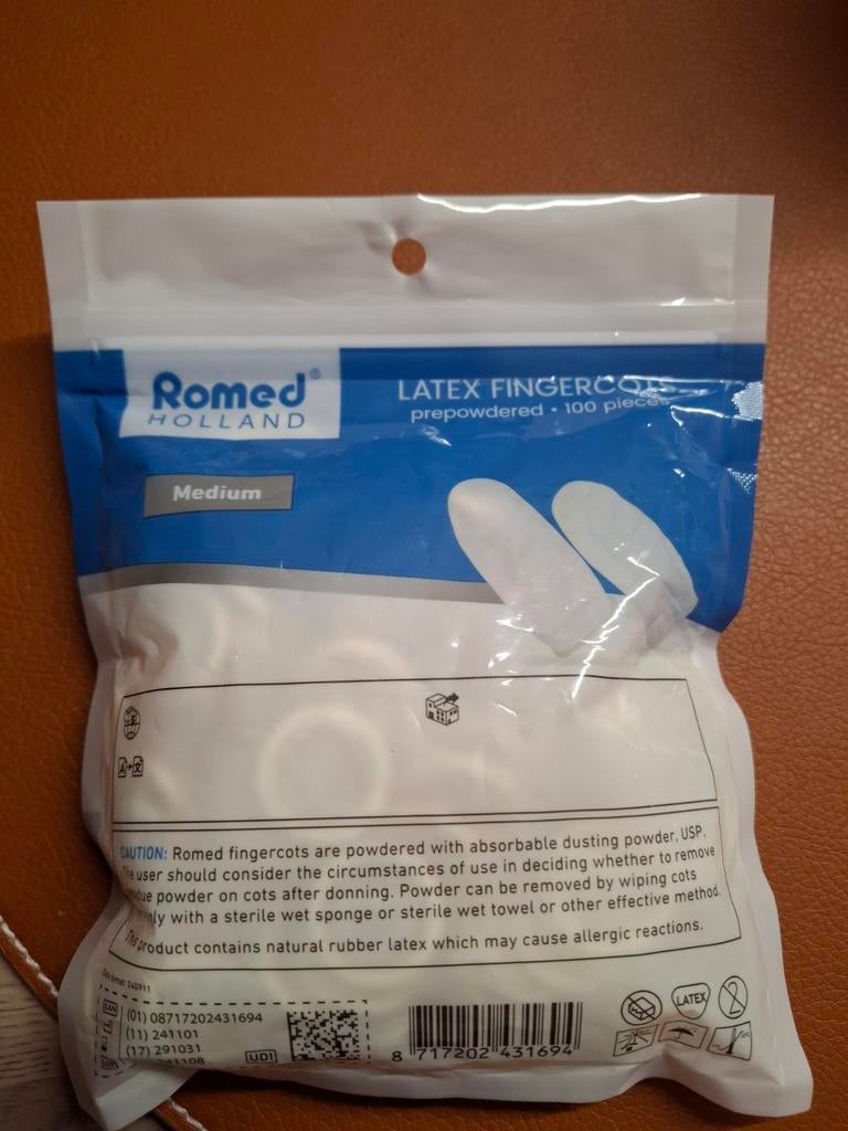 Vingercondoom maat M latex 100st prepowdered, Ophalen of Verzenden