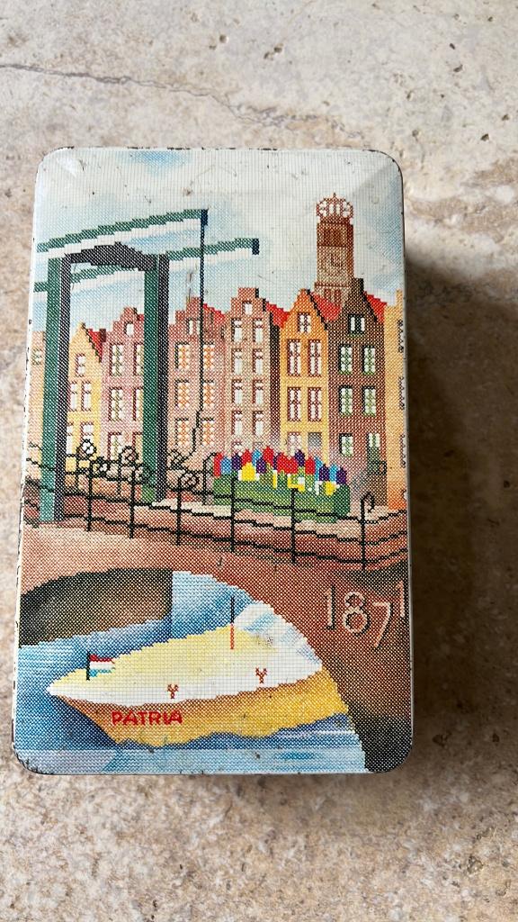 Vintage Patria blik Amsterdam gracht Patria cream crackers, Ophalen of Verzenden, Gebruikt, Overige