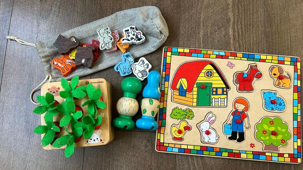 Houten speelgoed set montessori, Ophalen of Verzenden, Zo goed als nieuw, Overige typen