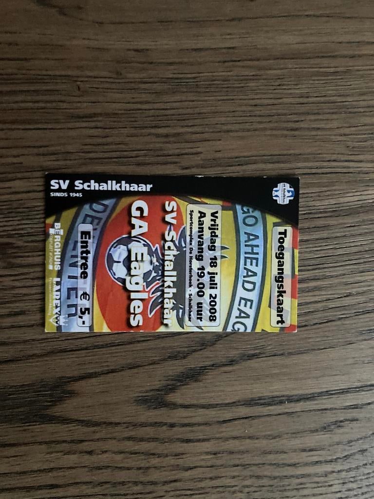 TICKET SCHALKHAAR-GO AHEAD EAGLES 2008, Ophalen of Verzenden, Zo goed als nieuw, Overige binnenlandse clubs, Overige typen