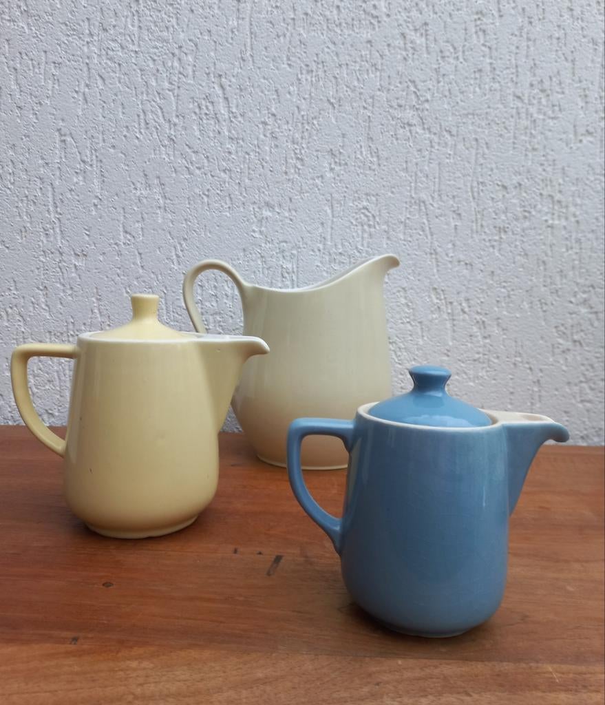 Pastel servies. Kan en theepotjes. Vintage. Mosa, Antiek en Kunst, Ophalen of Verzenden