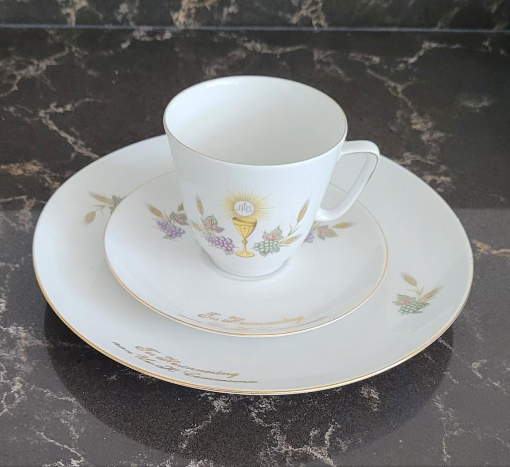 Communie Servies - Kopje, Schotel, Bord, Ophalen of Verzenden, Zo goed als nieuw