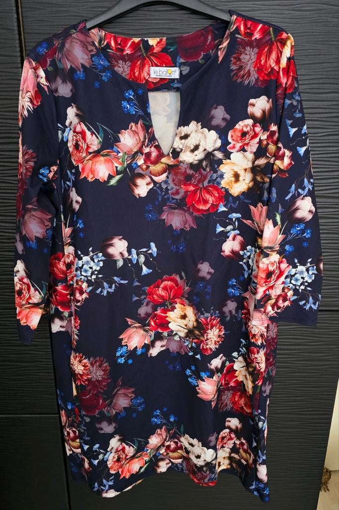 Le Ballon Jurk Blauw met Bloemenprint Maat 40/ L, Kleding | Dames, Maat 38/40 (M), Blauw, Ophalen of Verzenden, Zo goed als nieuw