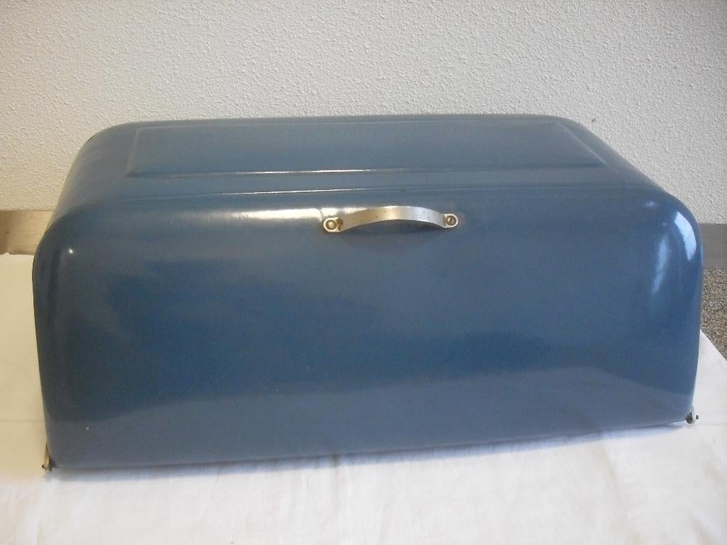 emaille blauwe broodtrommel zeldzaam, Ophalen of Verzenden