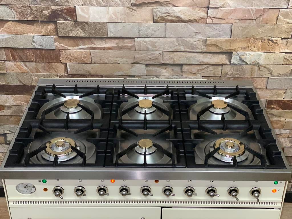 Luxe Boretti Fornuis 6 pits met dubbele oven 100 cm, Fornello Esperta, Ophalen of Verzenden, Zo goed als nieuw, Energieklasse A of zuiniger