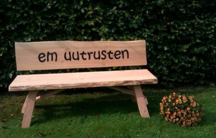 KADOTIP HOUTEN BANK MET TEKST!!, Ophalen of Verzenden, Hout