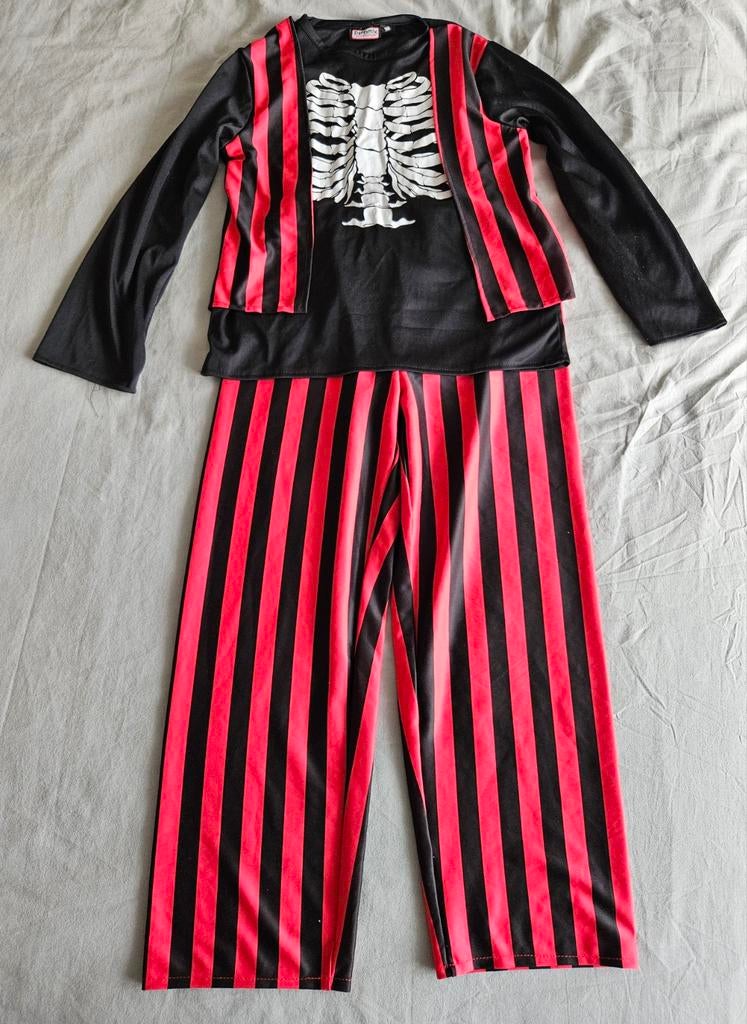 Carnavalskleding skelet - maat 140, Ophalen of Verzenden, Zo goed als nieuw, 134 t/m 140, Jongen of Meisje