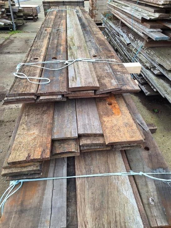 Duurzame sloophout  planken  azobe wandbekleding  schutting, Ophalen of Verzenden, Gebruikt, 250 cm of meer, Planken