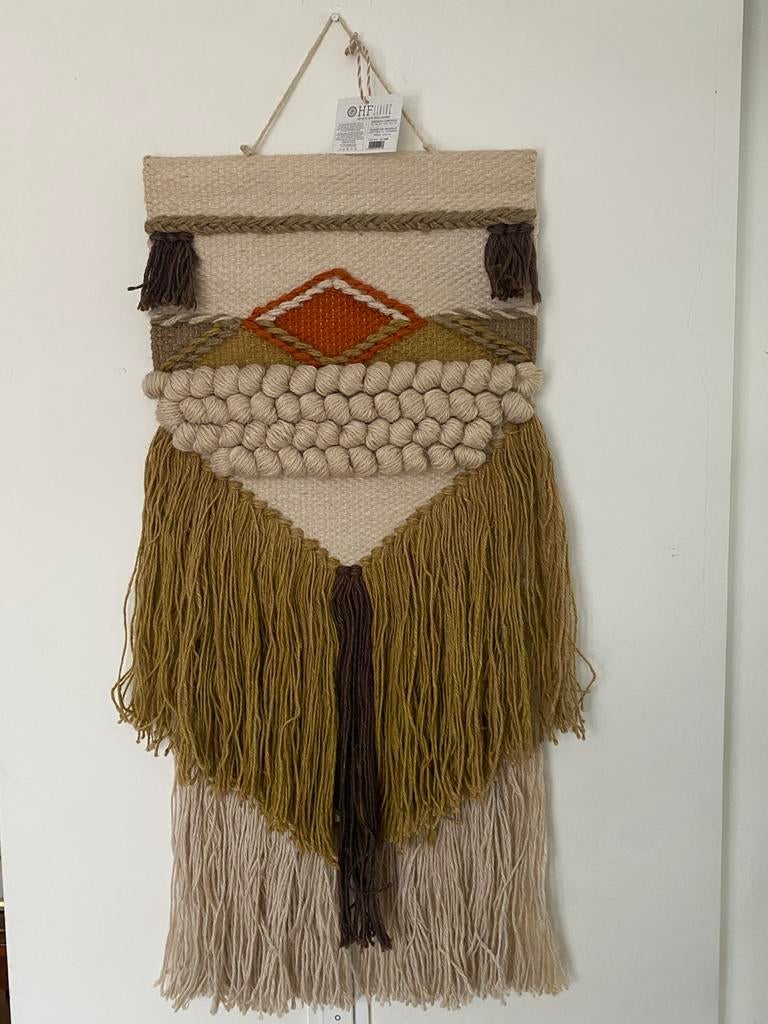 Retro chiq geknoopt macramé wandkleed, Ophalen of Verzenden, Zo goed als nieuw