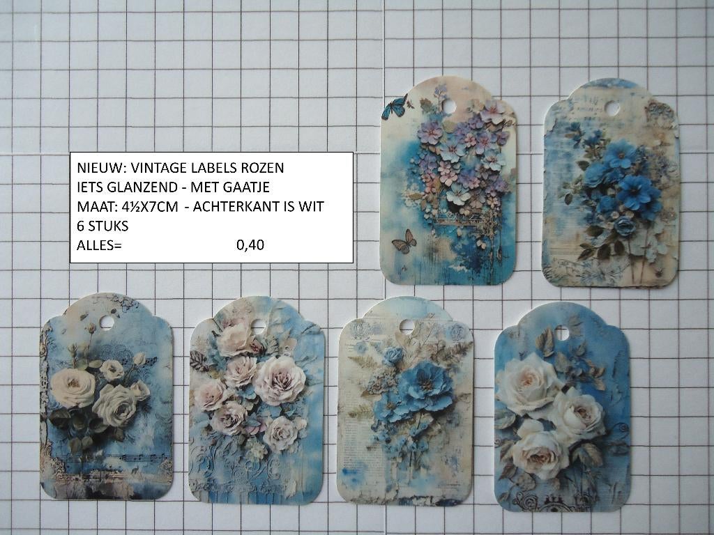 labels rozen set 6 stuks ( alleen verzenden, Ophalen, Nieuw, Versiering of Embellishment, Overige merken
