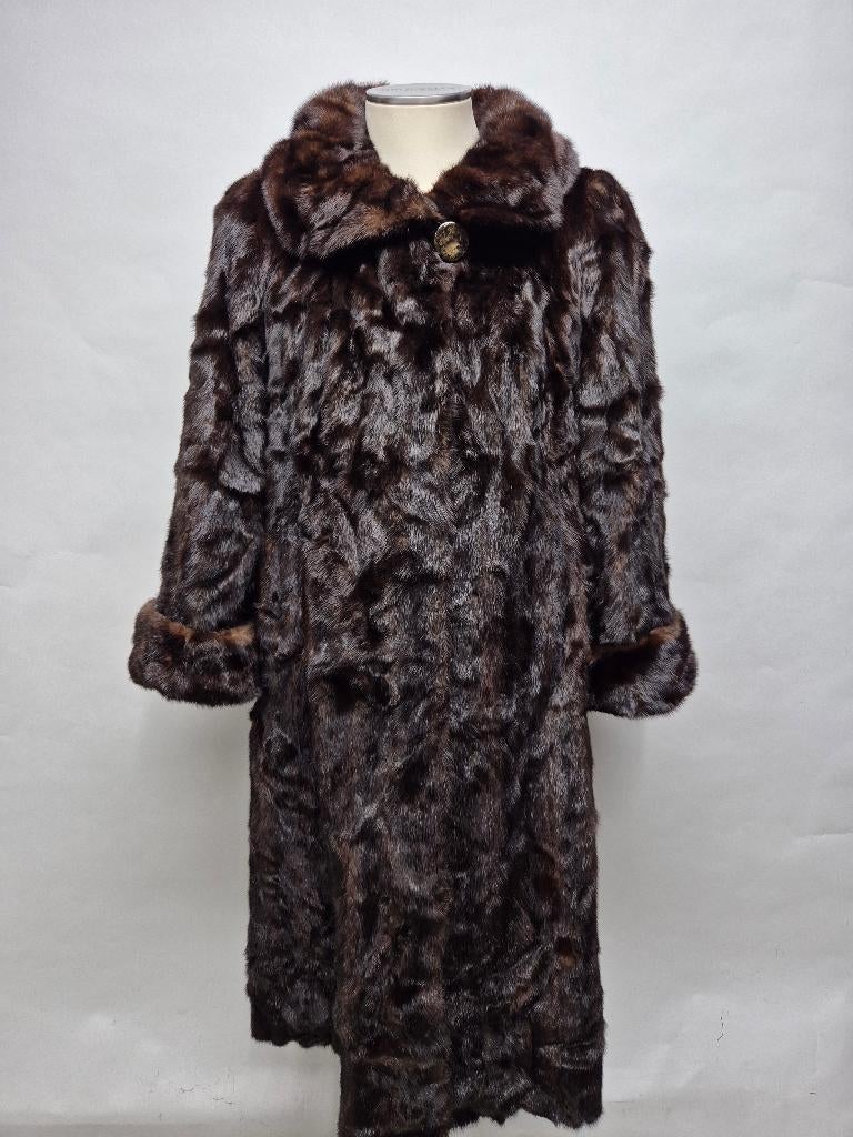 Lange bontjas Echte Nerts Bruin. maat 40/42, Ophalen of Verzenden, Zo goed als nieuw, Maat 42/44 (L), Bruin
