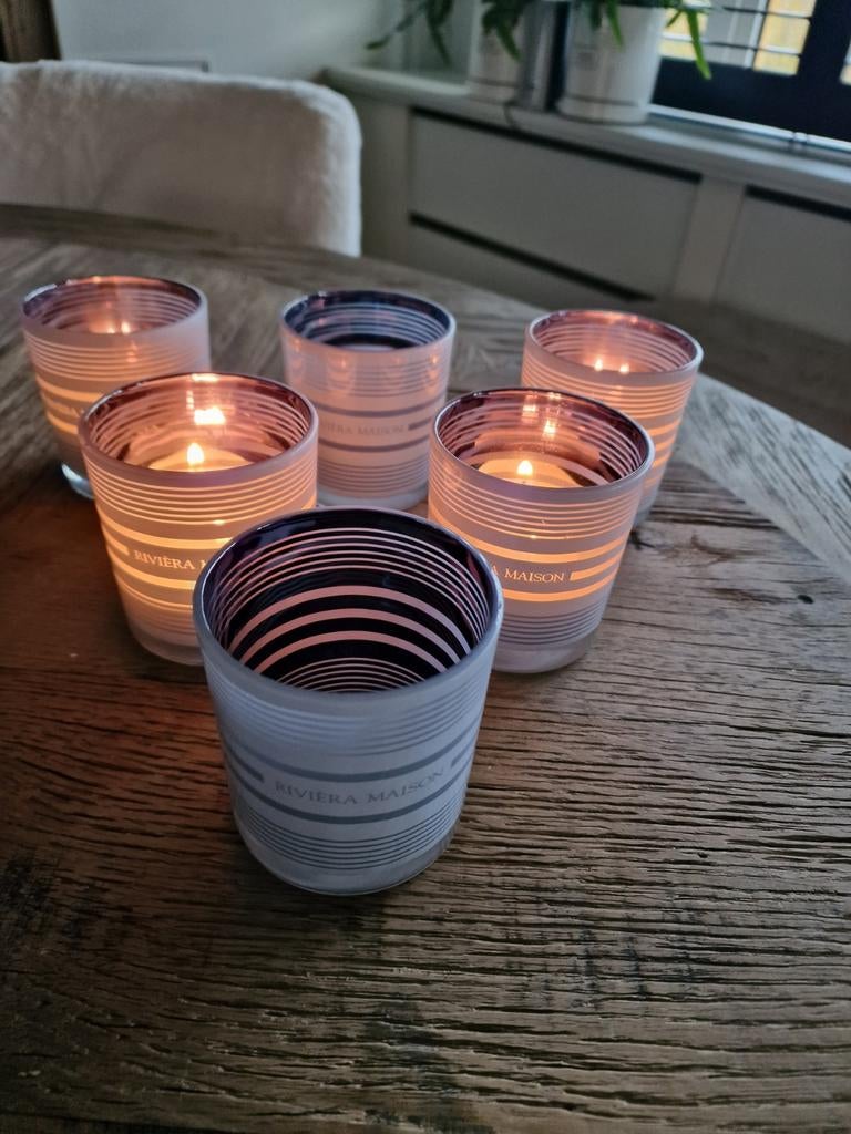 riviera maison windlicht stripe votive's hurricane, Ophalen of Verzenden