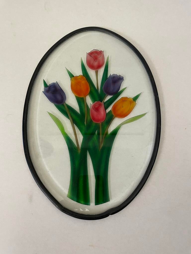 Glazen raamhanger met tulp-motief, Ophalen of Verzenden