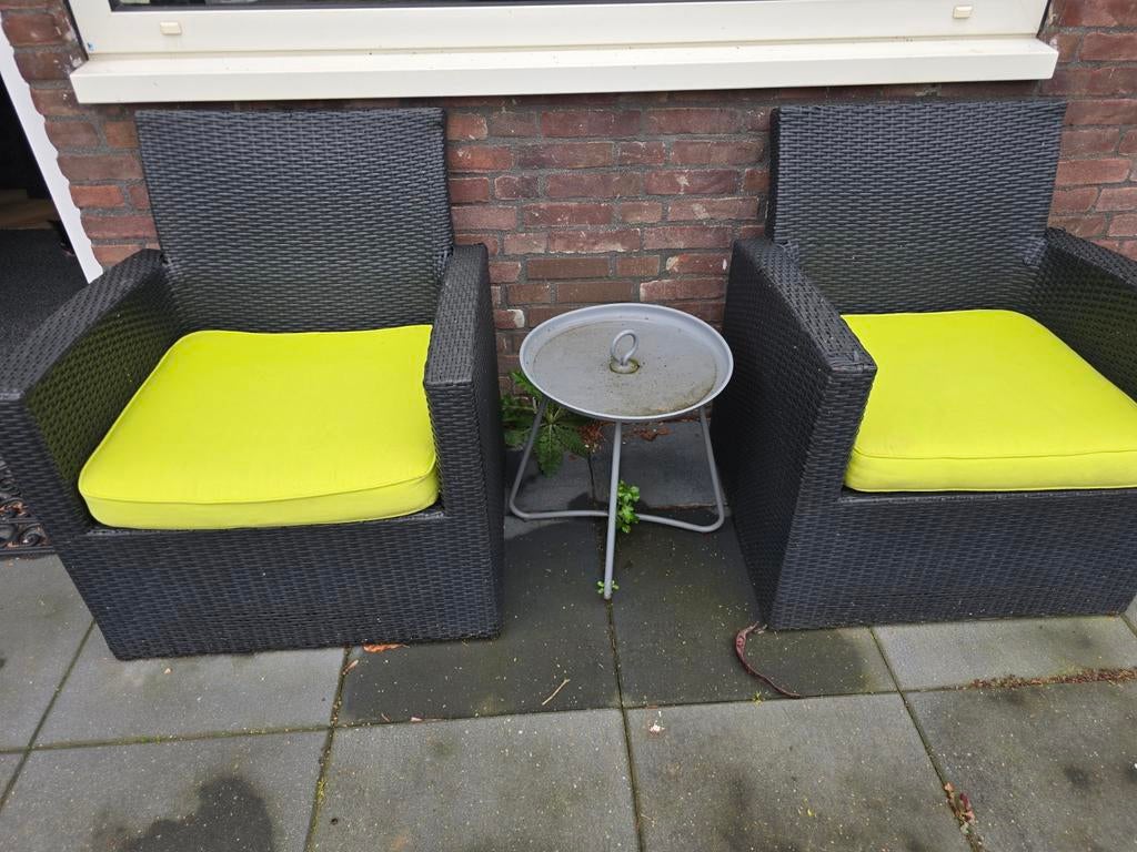 2 Rotan Tuinstoelen met Wasbare Kussens, Ophalen