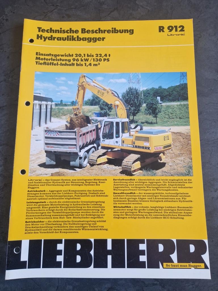 Liebherr R 912 Litronic Hydraulikbagger Technische Beschr., Ophalen of Verzenden, Gelezen, Liebherr, Catalogus