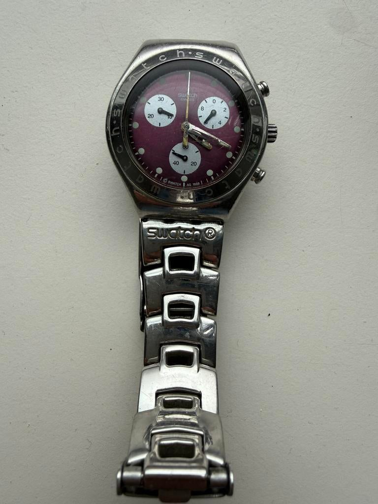 (Swatch Irony Chronograph horloge (1999) – vintage YMS105G), Staal, Gebruikt, Polshorloge, Swatch