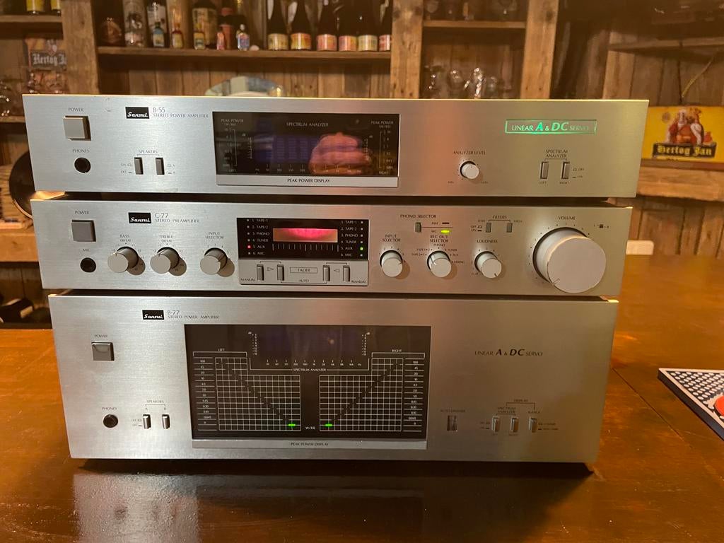 Sansui versterker set B-55, C-77, B-77, Overige merken, Gebruikt, Ophalen of Verzenden, 120 watt of meer