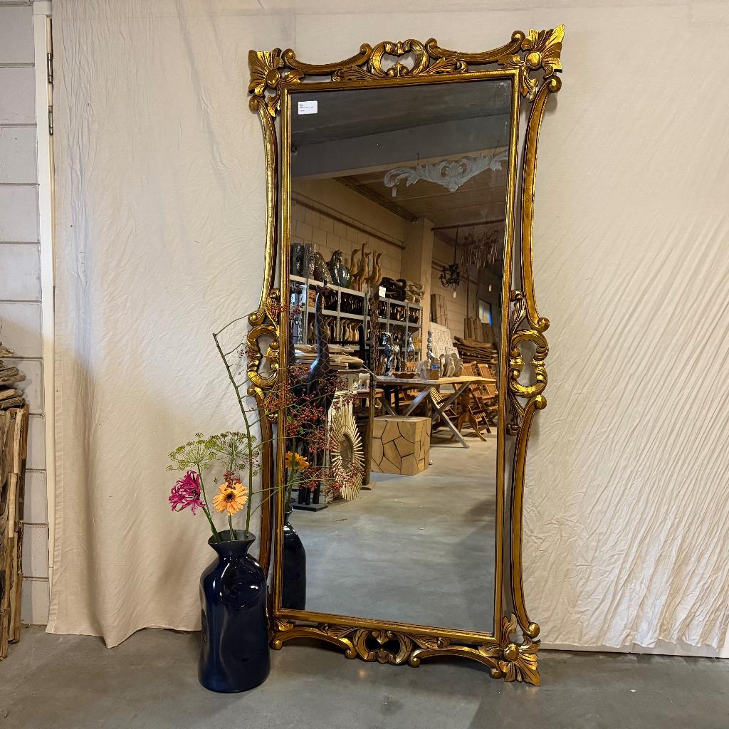 Barok Spiegel -houten lijst - Goud- 200 x 100 cm -TTM Wonen, TTM Wonen, Meubels – (Perzische) Tapijten en Woonaccessoires, 200 cm of meer
