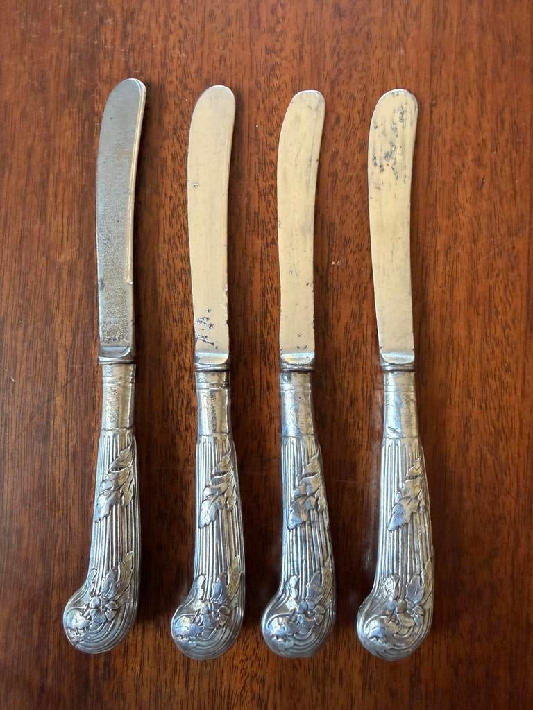 pistoolheft botermesjes in zilver Yates Brothers Sheffield, Antiek en Kunst, Ophalen of Verzenden