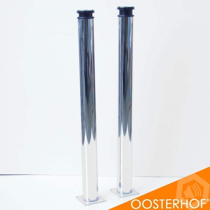 2x Chromen Bureau Tafel Poten 6 Ø x 70 cm, Ophalen, Tafelpoot, Gebruikt, 50 tot 100 cm