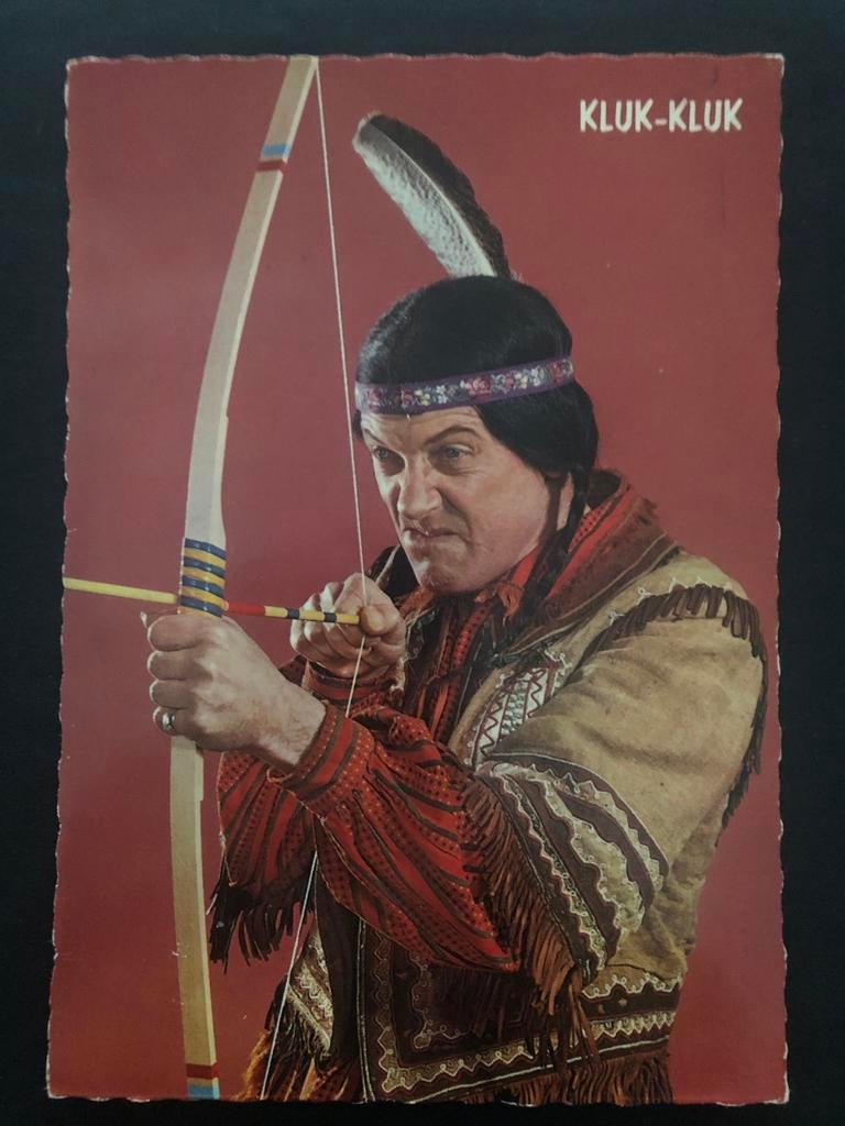 Vintage Ansichtkaart Kluk-Kluk Indiaan Boogschutter, Ophalen of Verzenden, 1960 tot 1980, Gelopen